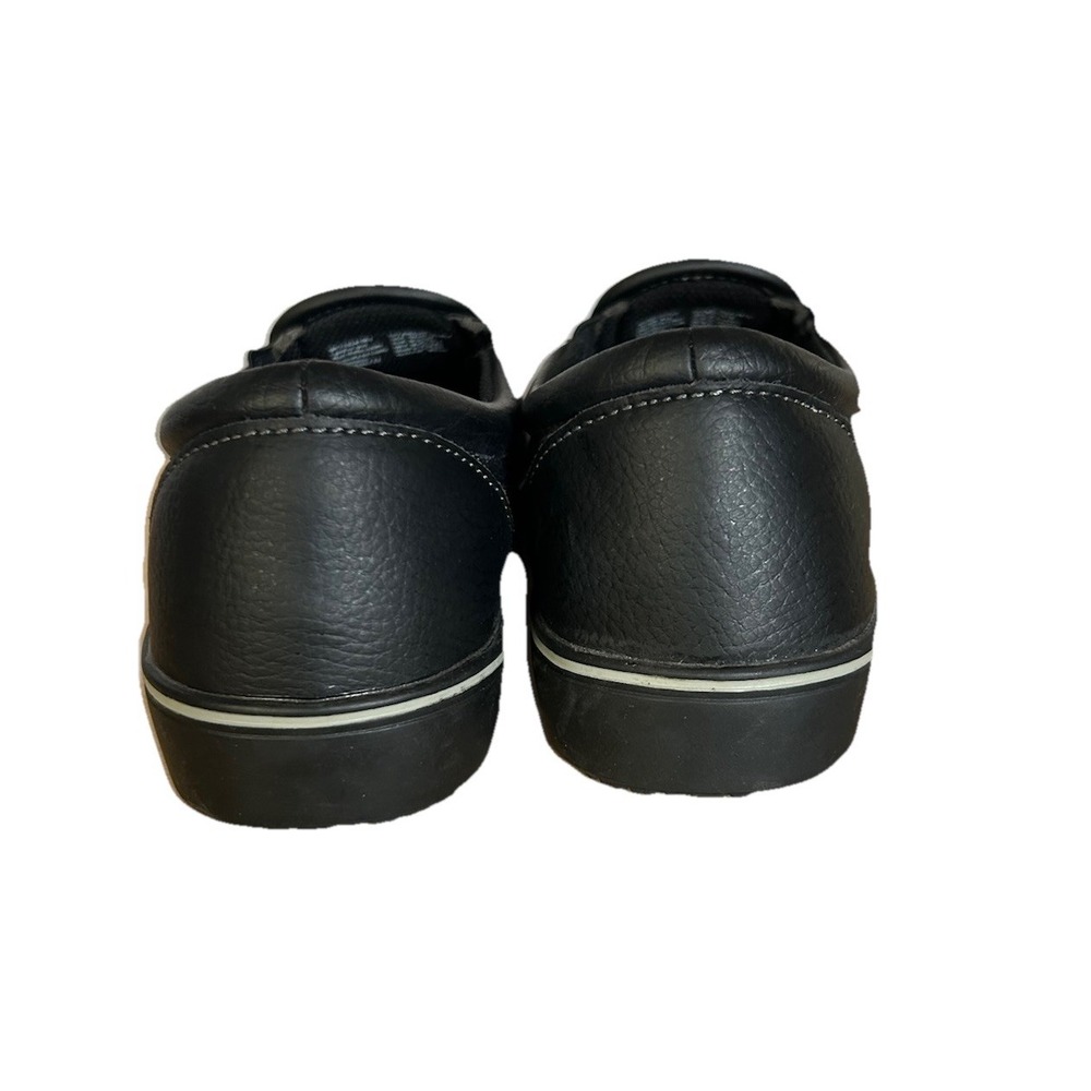 TREDSAFE Unisex Black Leather Slip On Work Shoes Oil & Slip Resistant Mens 6 W 7 - Picture 2 of 5